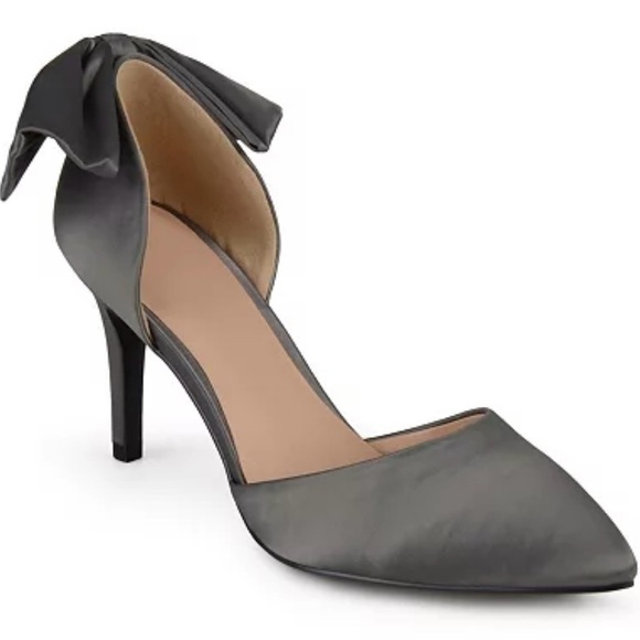 Journee Collection Shoes - JOURNEE COLLECTION Womens Charcoal Grey Tanzi Stiletto Slip On Pumps 9M